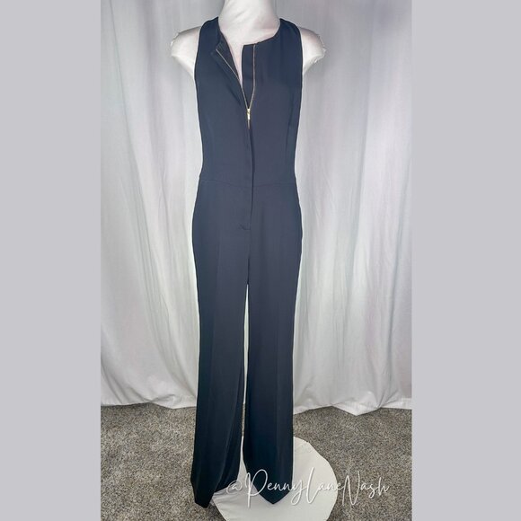 Rachel Roy Zip Front Sleeveless Racerback Jumpsuit Black